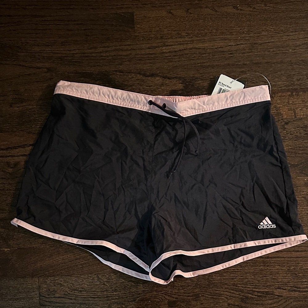 Adidas Black Shorts with Pink Accents